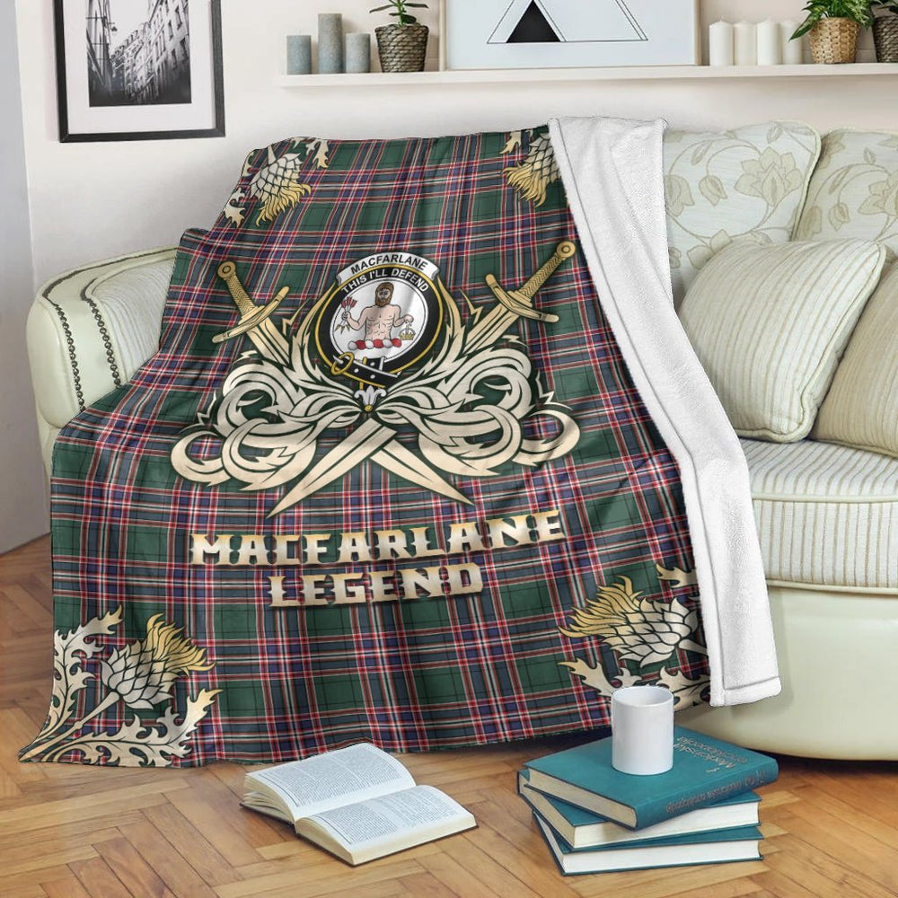 Clan MacFarlane Hunting Modern Tartan Gold Courage Symbol Blanket UH21 Clan MacFarlane Tartan Today   
