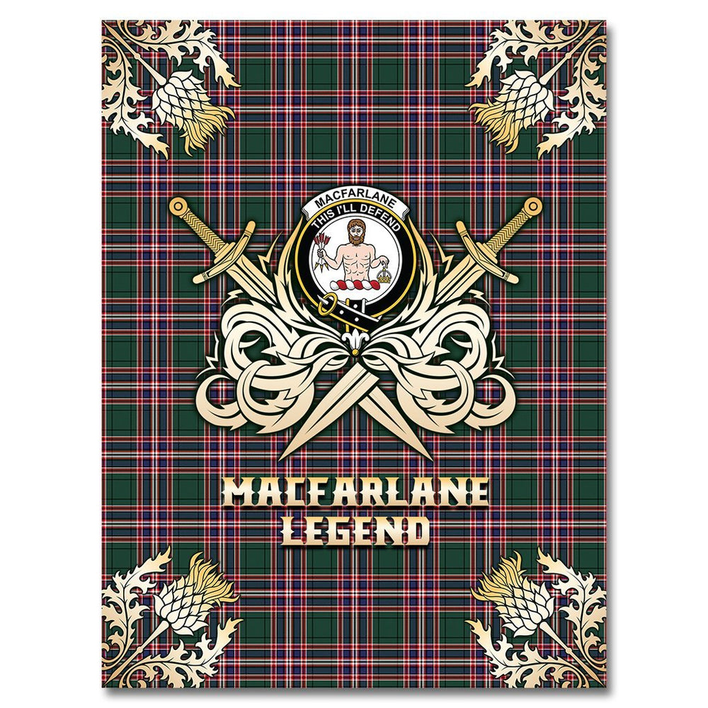 Clan MacFarlane Hunting Modern Tartan Gold Courage Symbol Blanket UH21 Clan MacFarlane Tartan Today   