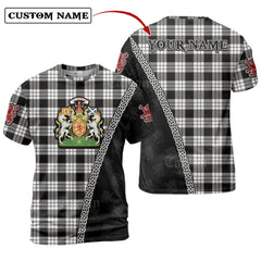 MacFarlane Black & White Tartan Shirt with Scotland Coat of Arms & Custom Name FB45