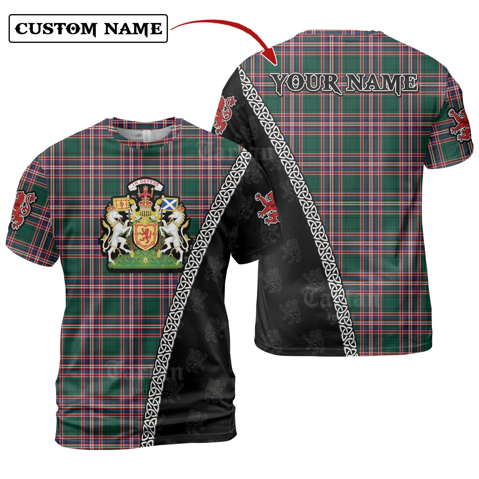 MacFarlane Hunting Modern Tartan Shirt with Scotland Coat of Arms & Custom Name DF21