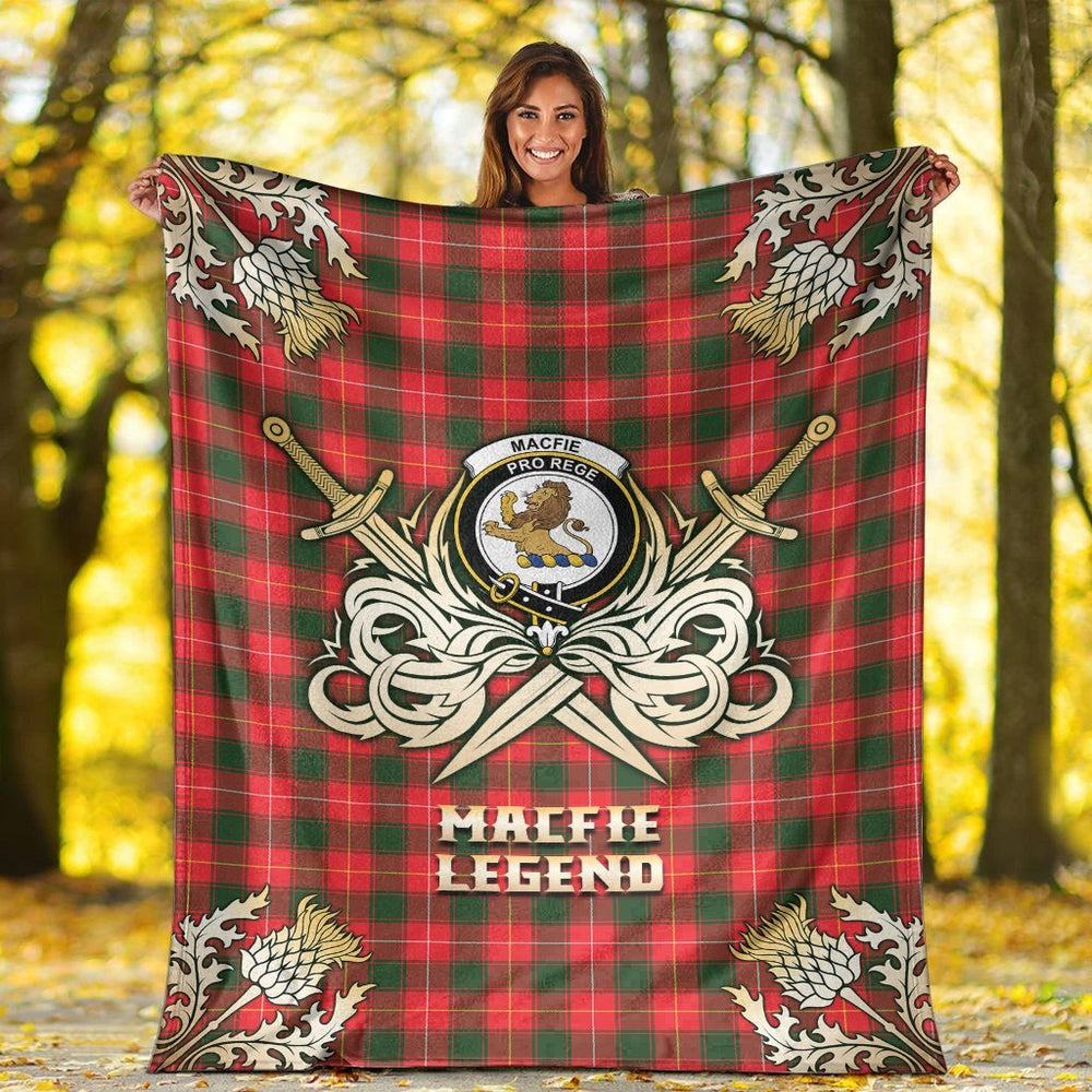 Clan MacFie Tartan Gold Courage Symbol Blanket OS61 Clan MacPhee_MacFie Tartan Today   