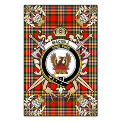 Clan MacGill Modern Tartan Crest Black Garden Flag  - Gold Thistle  YF95 Clan MacGill Tartan Today   