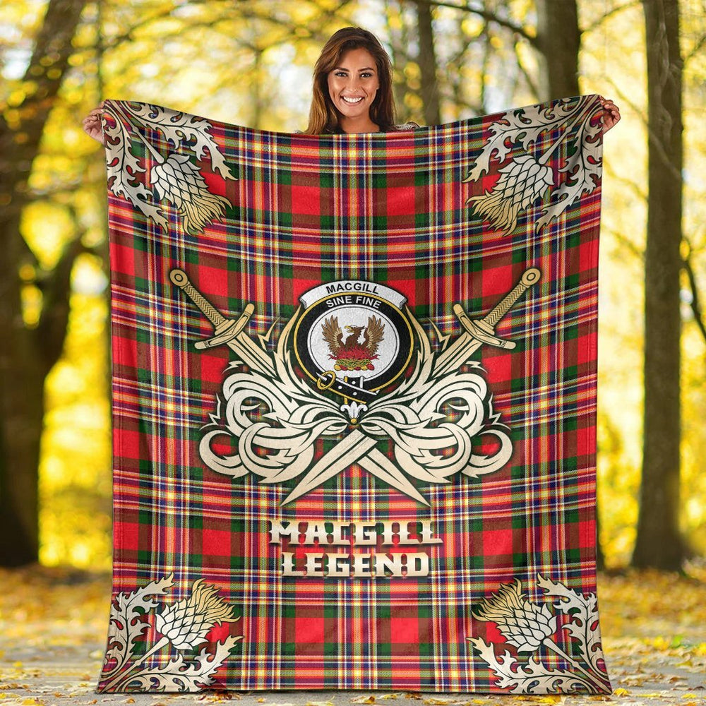 Clan MacGill Modern Tartan Gold Courage Symbol Blanket XB95 Clan MacGill Tartan Today   