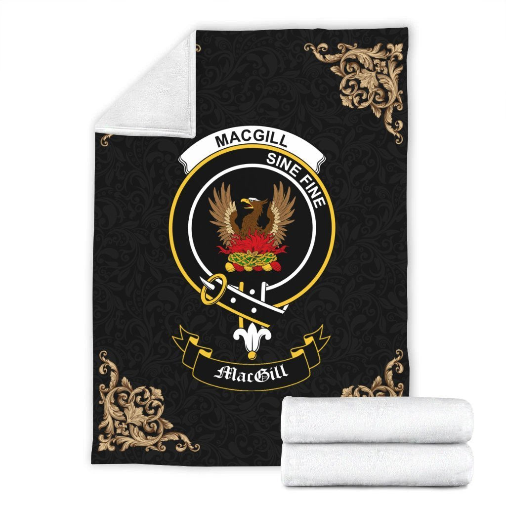 Clan MacGill (Makgill) Crest Tartan Premium Blanket Black SE21 Clan MacGill Tartan Today   