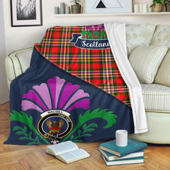 Clan MacGill (Makgill) Tartan Crest Premium Blanket Thistle Style AL37 Clan MacGill Tartan Today   