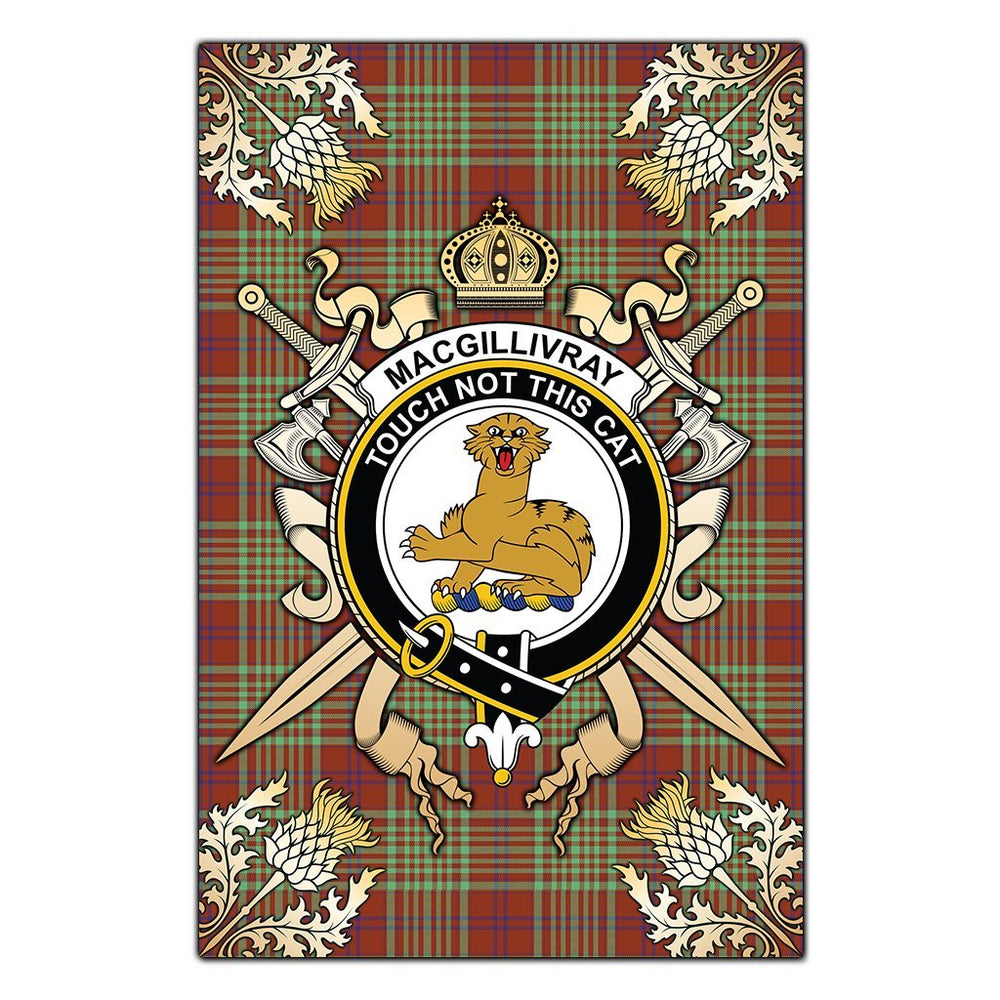 Clan MacGillivray Hunting Ancient Tartan Crest Black Garden Flag  - Gold Thistle  DZ84 Clan MacGillivray Tartan Today   