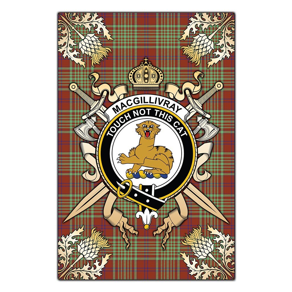Clan MacGillivray Hunting Ancient Tartan Crest Black Garden Flag  - Gold Thistle  DZ84 Clan MacGillivray Tartan Today   