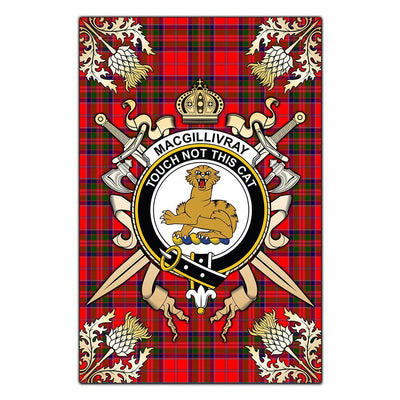 Clan MacGillivray Modern Tartan Crest Black Garden Flag - Gold Thistle NZ51