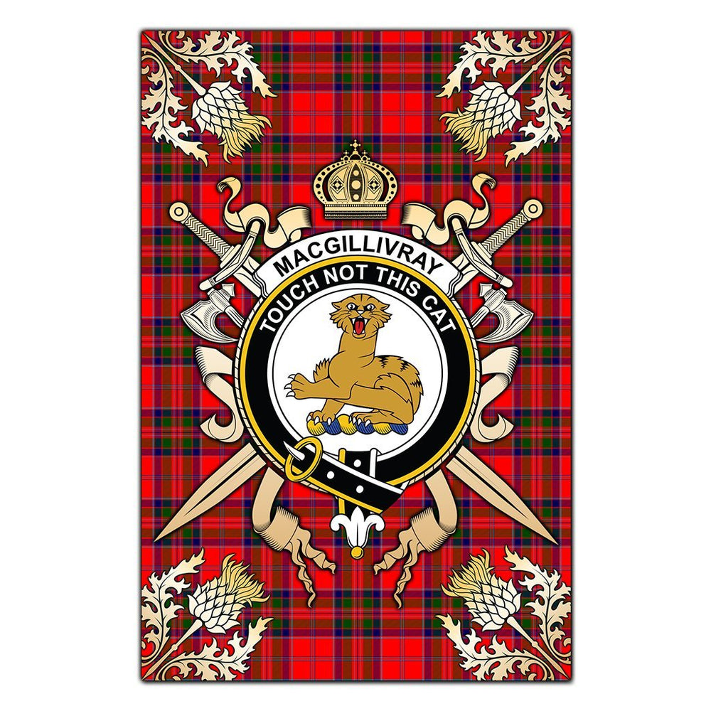 Clan MacGillivray Modern Tartan Crest Black Garden Flag  - Gold Thistle  NZ51 Clan MacGillivray Tartan Today   