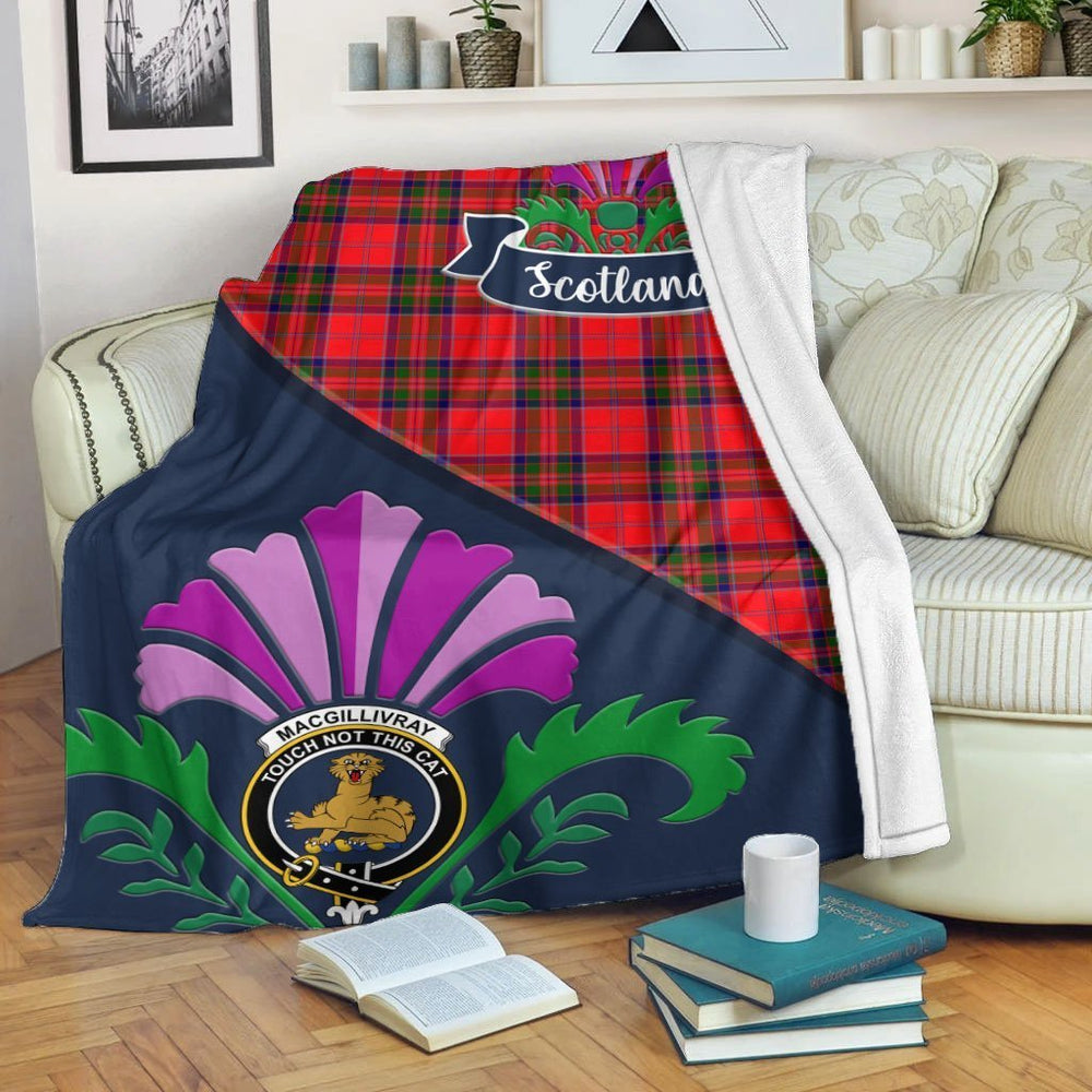 Clan MacGillivray Tartan Crest Premium Blanket Thistle Style ML50 Clan MacGillivray Tartan Today   