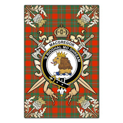 Clan MacGregor Ancient Tartan Crest Black Garden Flag  - Gold Thistle  TK83 Clan MacGregor Tartan Today   