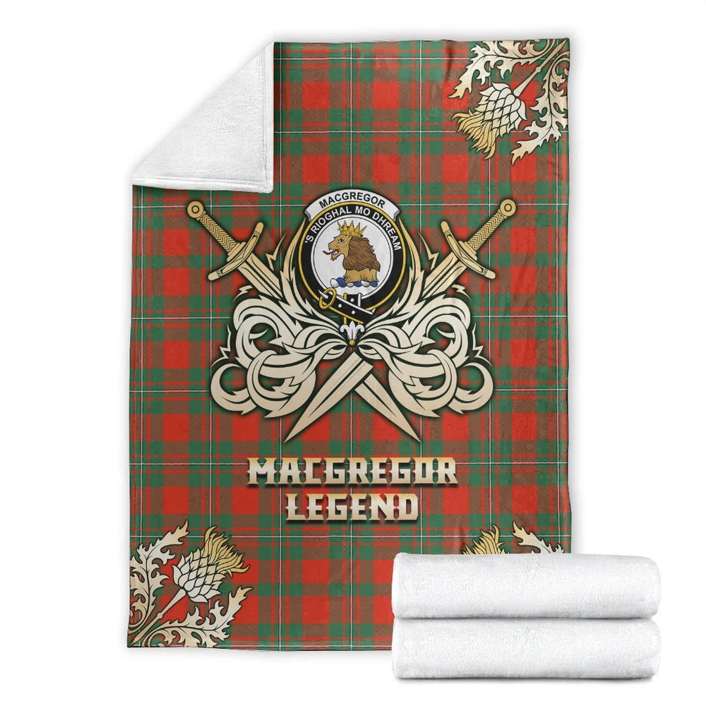 Clan MacGregor Ancient Tartan Gold Courage Symbol Blanket HZ66 Clan MacGregor Tartan Today   
