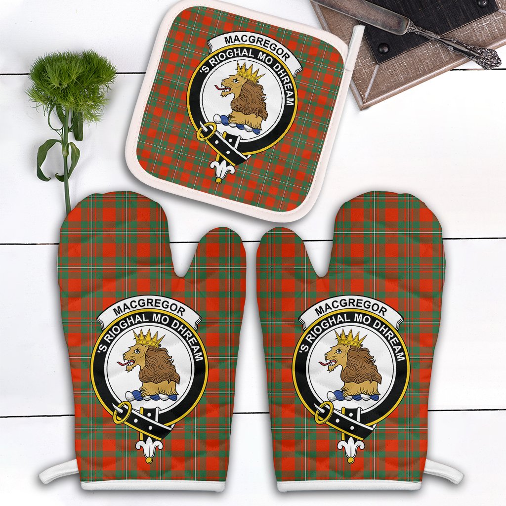 Clan MacGregor Ancient Tartan Crest Oven Mitt And Pot Holder (2 Oven Mitts + 1 Pot Holder) SO99 Clan MacGregor Tartan Today   