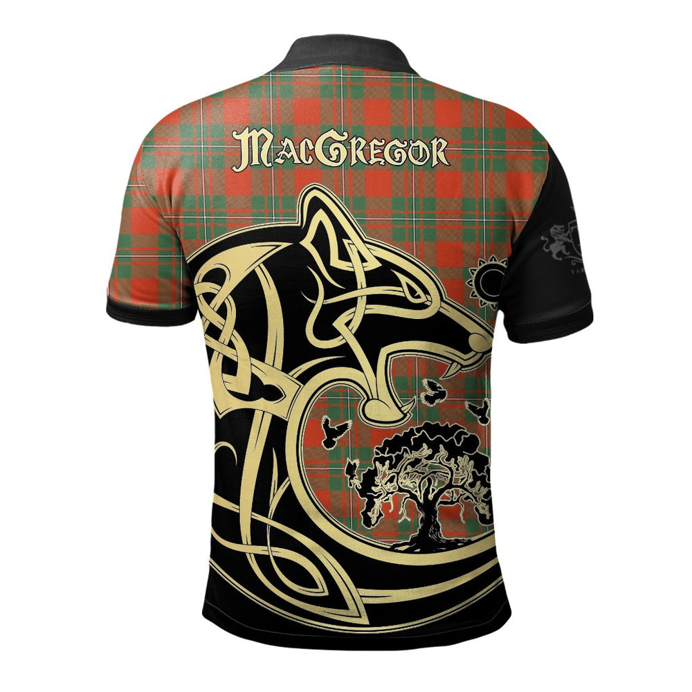 Clan MacGregor Ancient Tartan Polo Shirt Viking Wolf CJ82 MacGregor Ancient Tartan Tartan Polo   