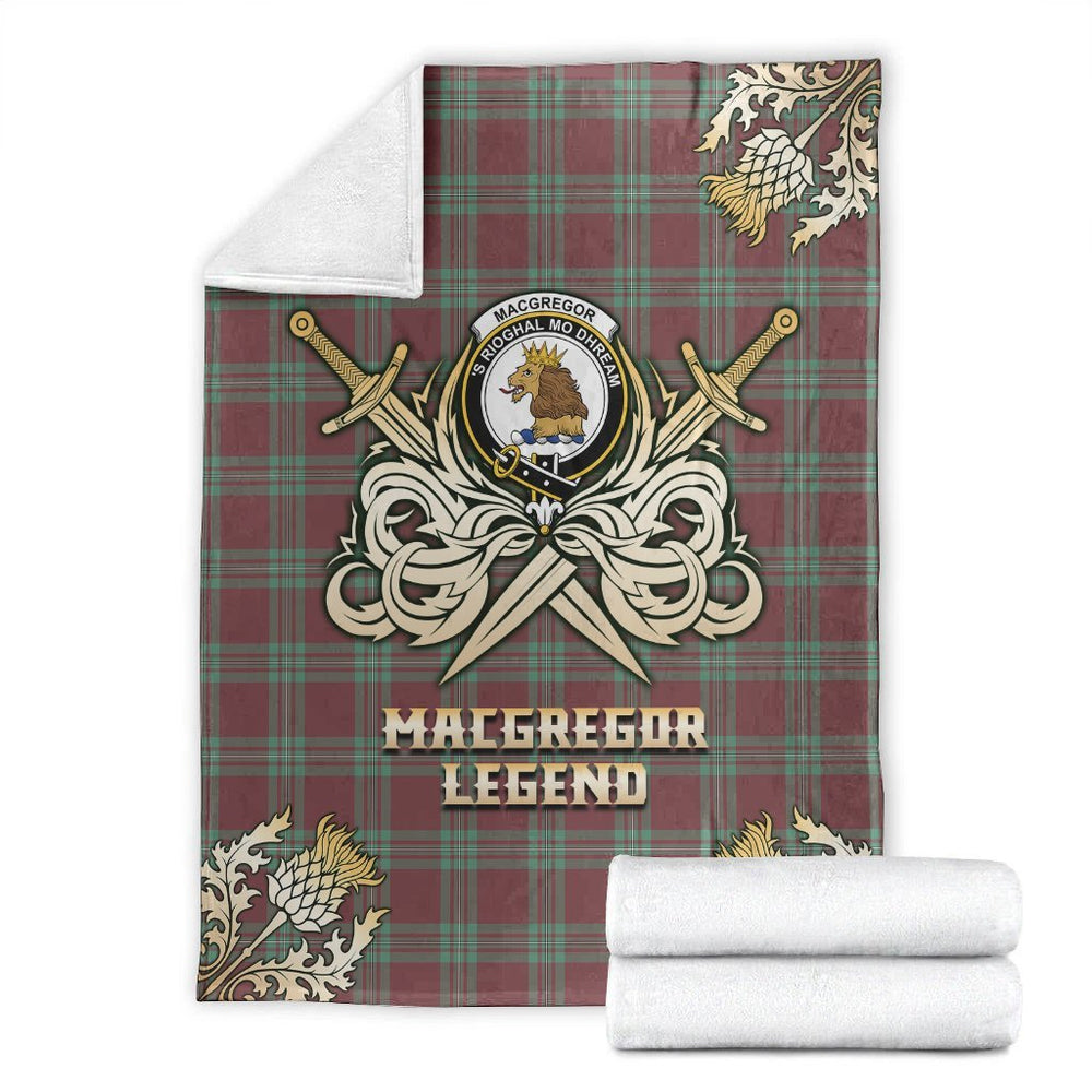 Clan MacGregor Hunting Ancient Tartan Gold Courage Symbol Blanket SH83 Clan MacGregor Tartan Today   