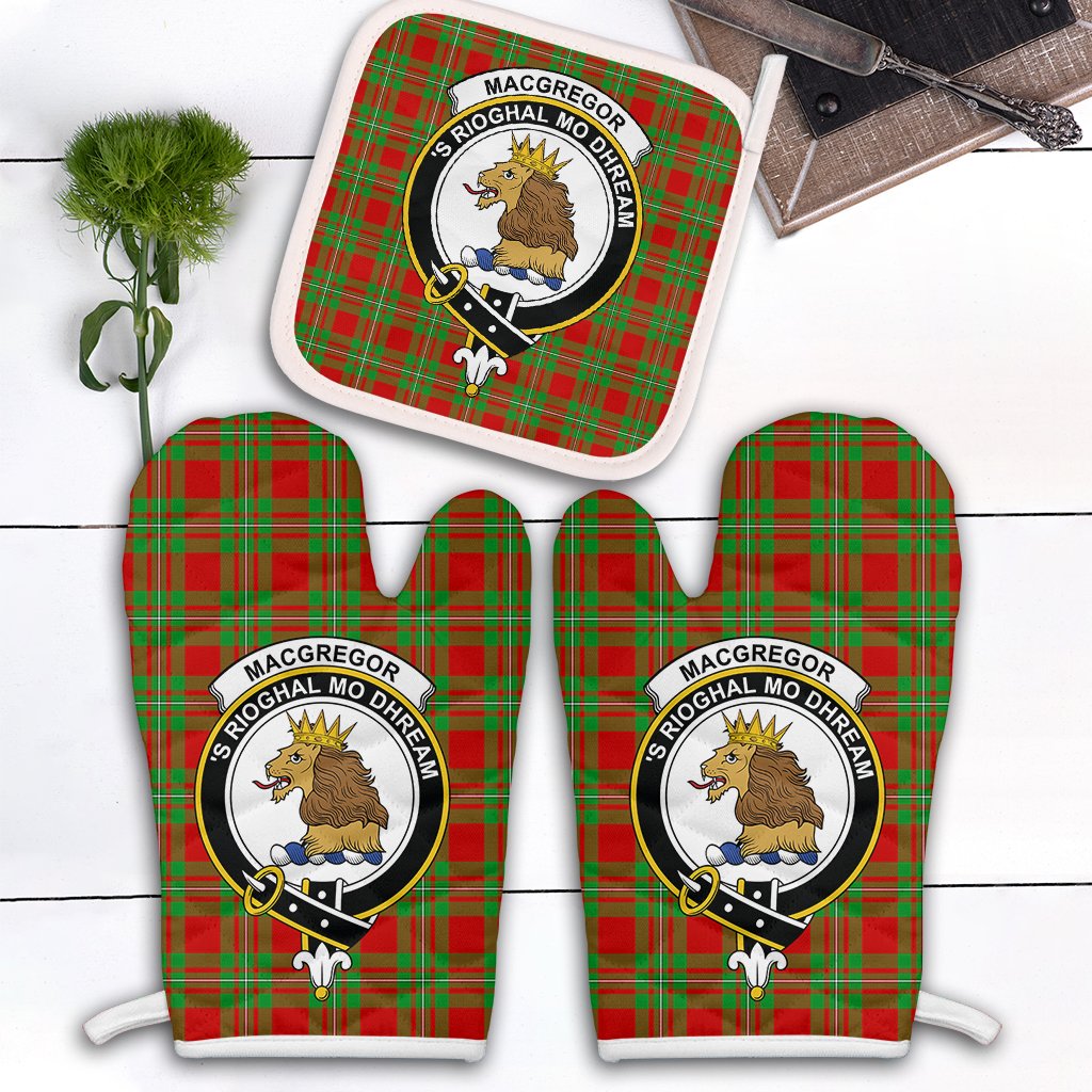 Clan MacGregor Modern Tartan Crest Oven Mitt And Pot Holder (2 Oven Mitts + 1 Pot Holder) ZR93 Clan MacGregor Tartan Today   