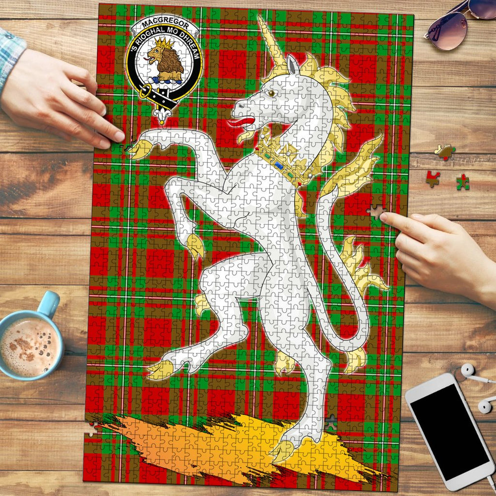 Clan MacGregor Modern Tartan Crest Unicorn Scotland Jigsaw Puzzles Gift For Family SL47 Clan MacGregor Tartan Today   