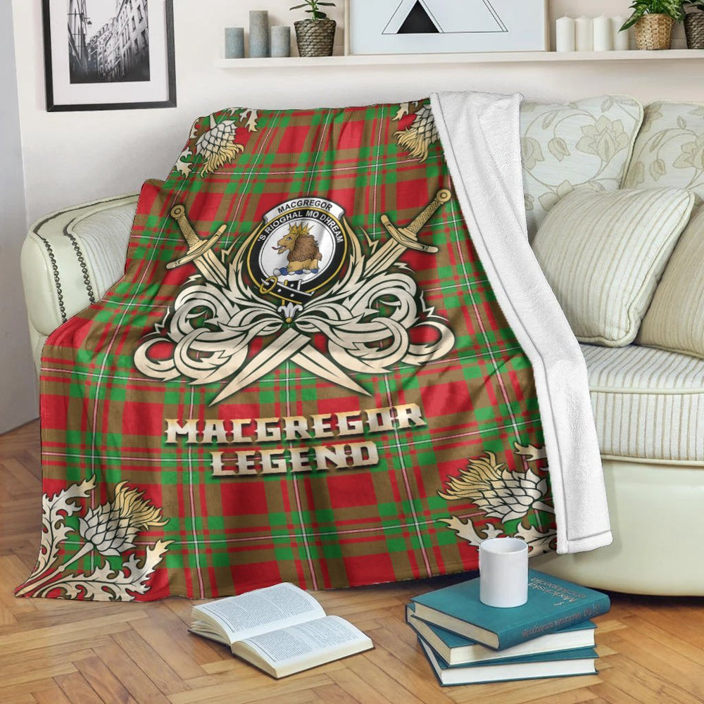 Clan MacGregor Modern Tartan Gold Courage Symbol Blanket ZW89 Clan MacGregor Tartan Today   