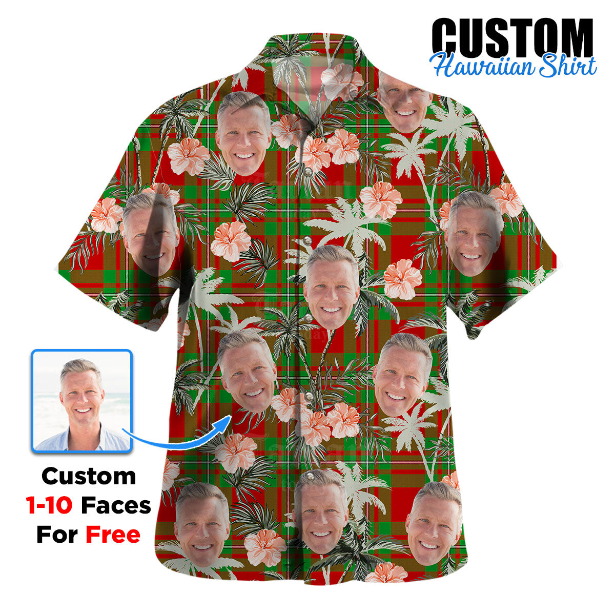 Clan MacGregor Modern Tartan Custom Face Hawaiian Shirt – Unisex Gift for Family Members, Summer Party BK48 MacGregor Modern Tartan Tartan Hawaii Shirt