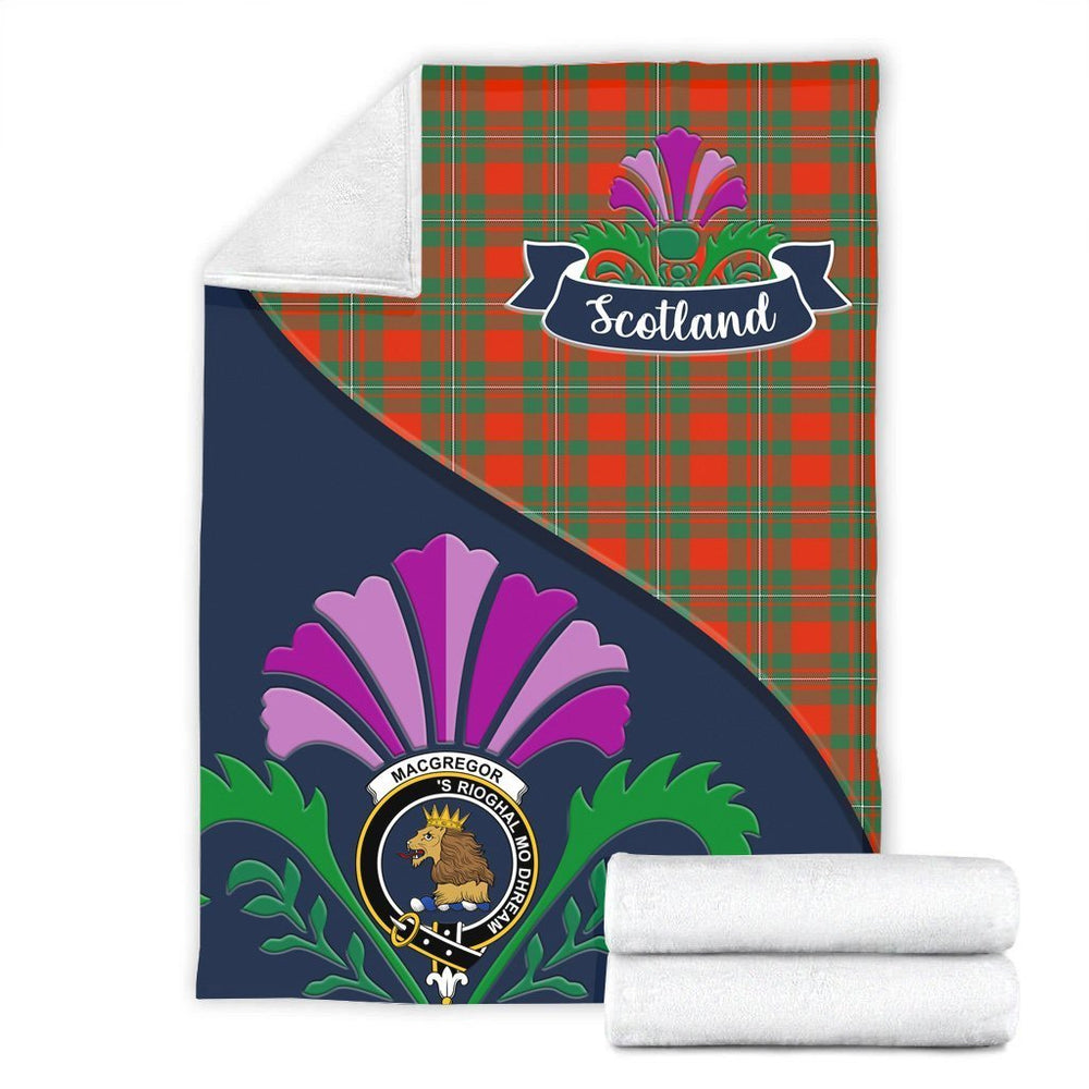 Clan MacGregor Tartan Crest Premium Blanket Thistle Style RW86 Clan MacGregor Tartan Today   