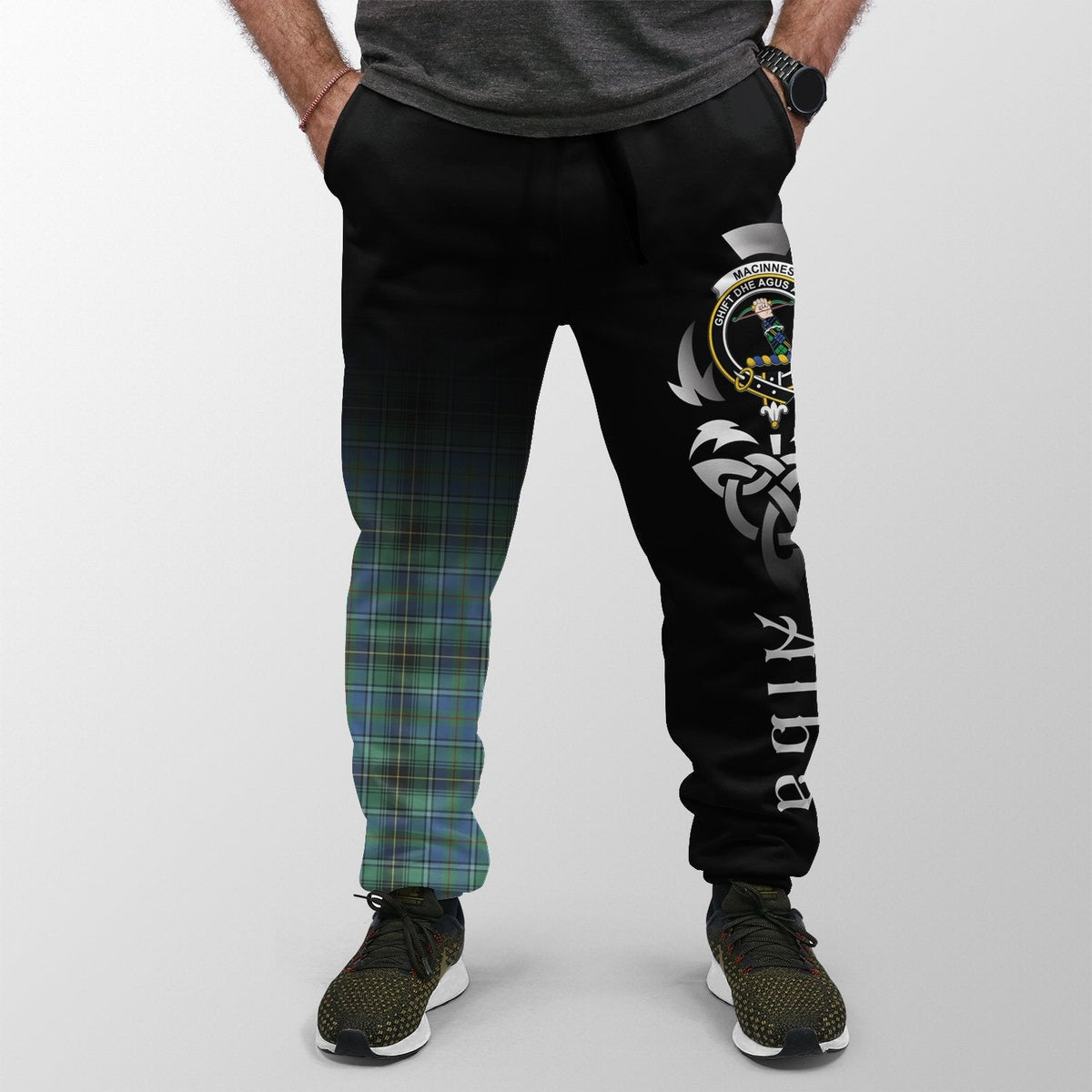Clan MacInnes Ancient Tartan Crest Jogger Sweatpants  Alba Celtic Style GK22 Clan MacInnes Tartan Today   