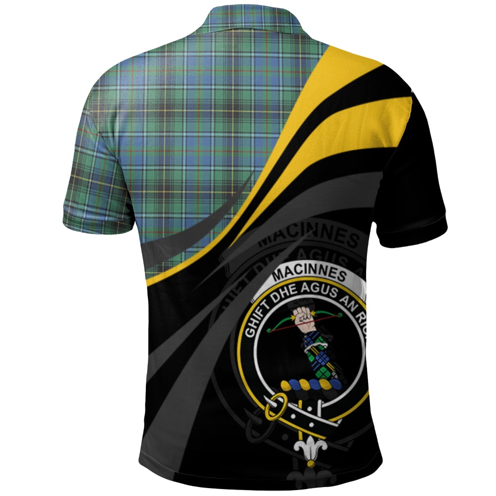 Clan MacInnes Ancient Tartan Polo Shirt - Royal Coat Of Arms Style EJ66 MacInnes Ancient Tartan Tartan Polo   