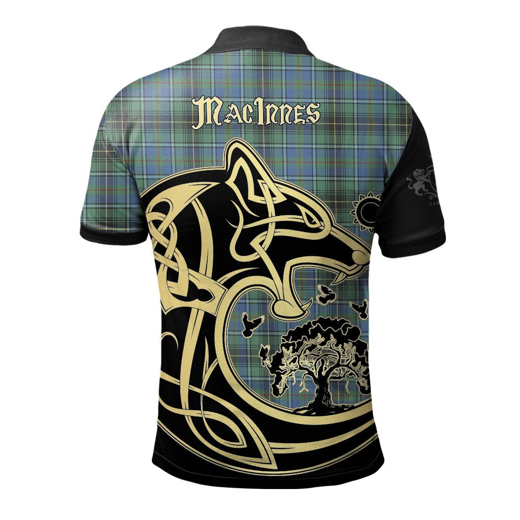 Clan MacInnes Ancient Tartan Polo Shirt Viking Wolf EI14 MacInnes Ancient Tartan Tartan Polo   
