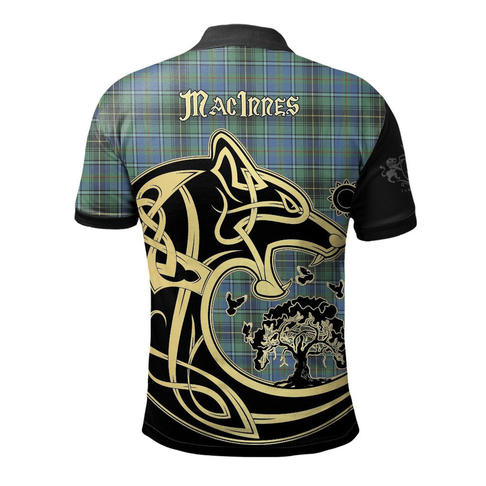 Clan MacInnes Ancient Tartan Polo Shirt Viking Wolf EI14 MacInnes Ancient Tartan Tartan Polo   