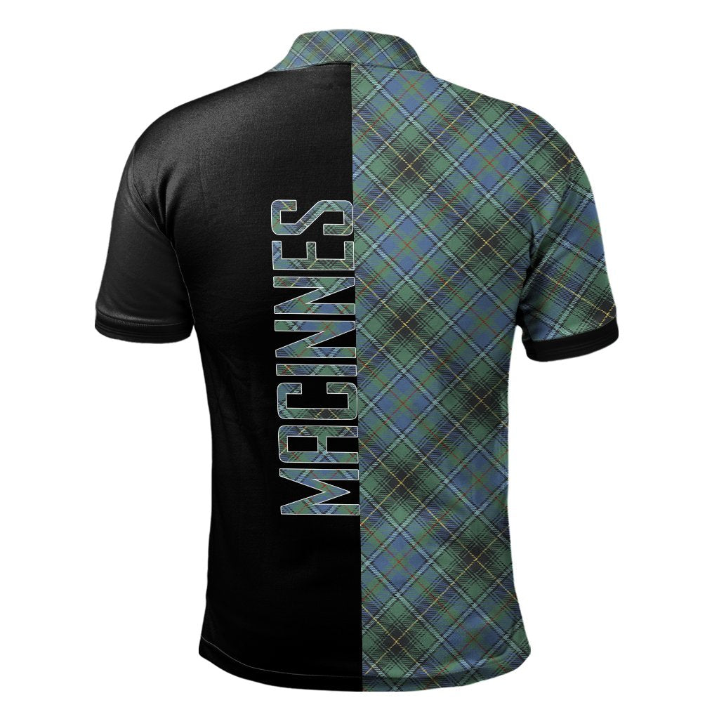 Clan MacInnes Ancient Tartan Polo Shirt Half of Me - Cross Style YX88 MacInnes Ancient Tartan Tartan Polo   