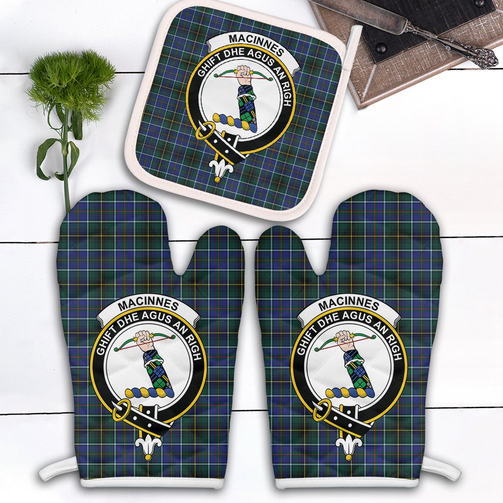Clan MacInnes Modern Tartan Crest Oven Mitt And Pot Holder (2 Oven Mitts + 1 Pot Holder) VT38 Clan MacInnes Tartan Today   
