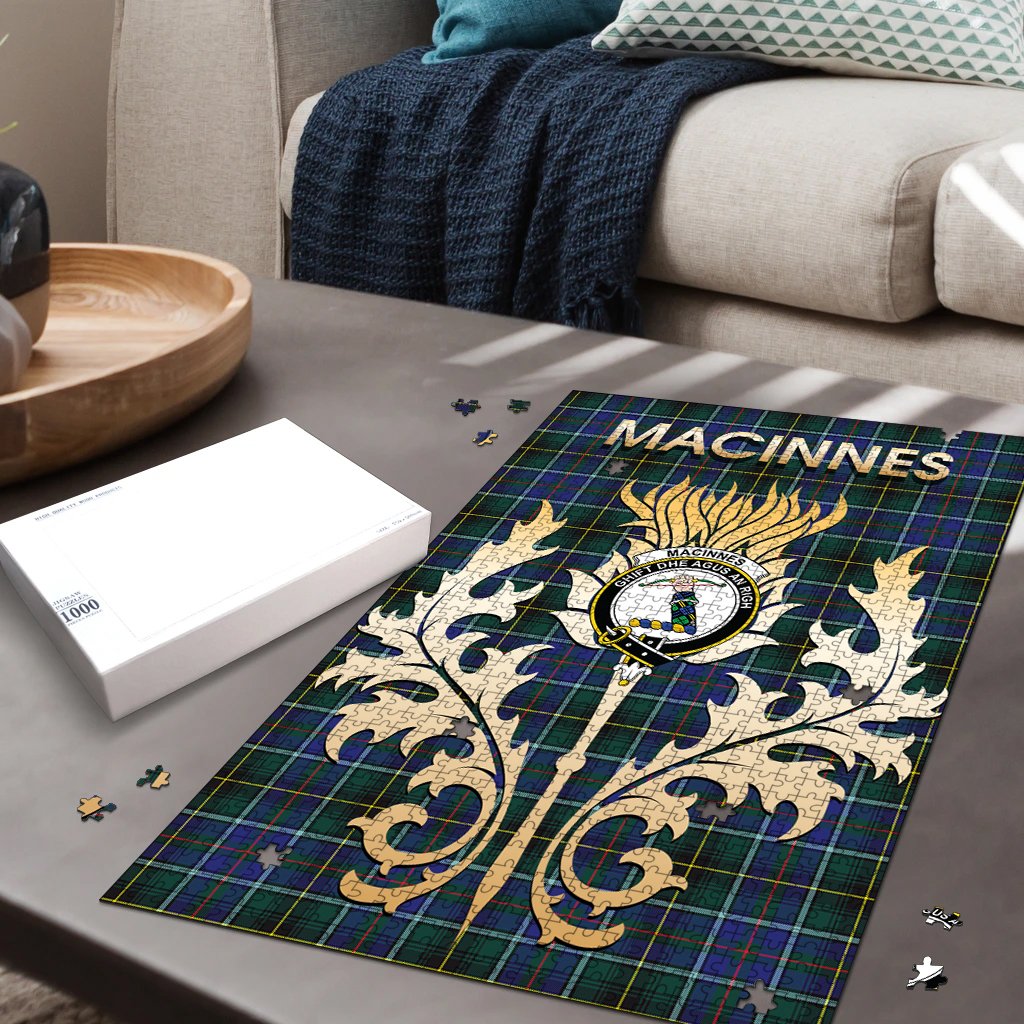 Clan MacInnes Modern Tartan Crest Thistle Jigsaw Puzzles Gift For Family UN23 Clan MacInnes Tartan Today   