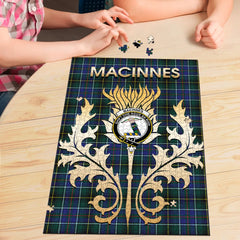 Clan MacInnes Modern Tartan Crest Thistle Jigsaw Puzzles Gift For Family UN23 Clan MacInnes Tartan Today   