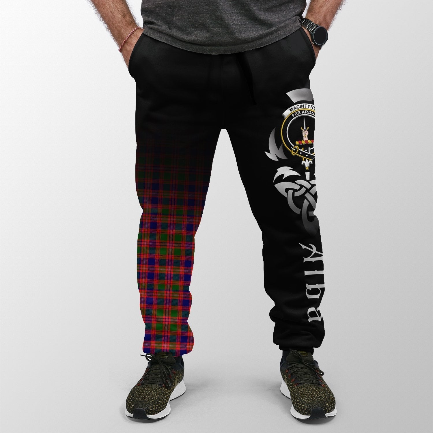 Clan MacIntyre Modern Tartan Crest Jogger Sweatpants  Alba Celtic Style BU87 Clan MacIntyre Tartan Today   