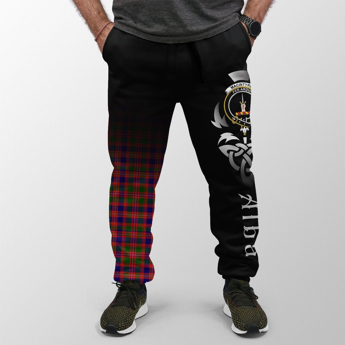 Clan MacIntyre Modern Tartan Crest Jogger Sweatpants  Alba Celtic Style BU87 Clan MacIntyre Tartan Today   
