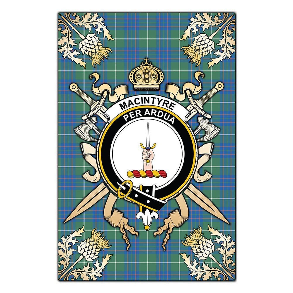 Clan MacIntyre Hunting Ancient Tartan Crest Black Garden Flag  - Gold Thistle  GV38 Clan MacIntyre Tartan Today   
