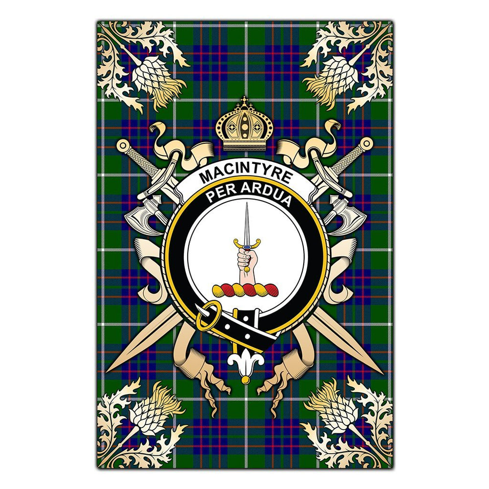 Clan MacIntyre Hunting Modern Tartan Crest Black Garden Flag  - Gold Thistle  SK52 Clan MacIntyre Tartan Today   