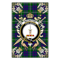 Clan MacIntyre Hunting Modern Tartan Crest Black Garden Flag  - Gold Thistle  SK52 Clan MacIntyre Tartan Today   