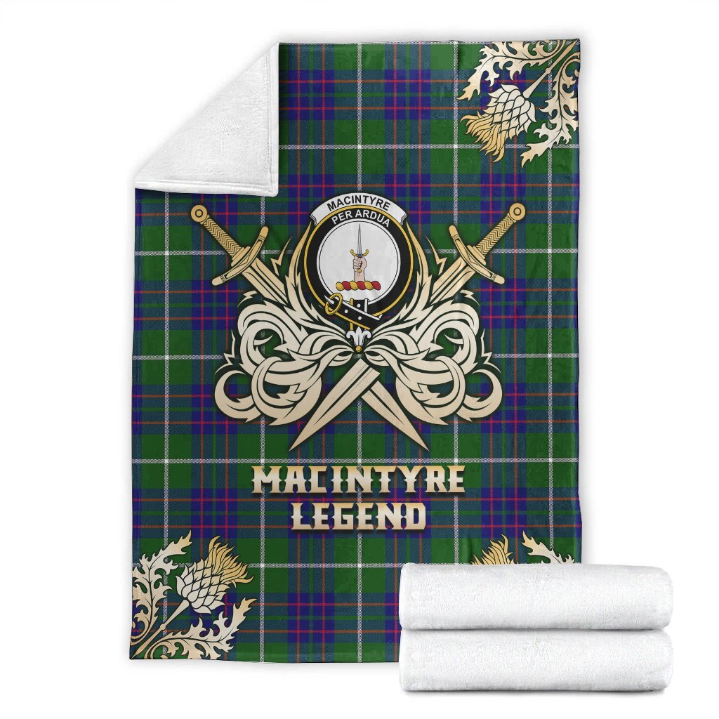 Clan MacIntyre Hunting Modern Tartan Gold Courage Symbol Blanket AH81 Clan MacIntyre Tartan Today   
