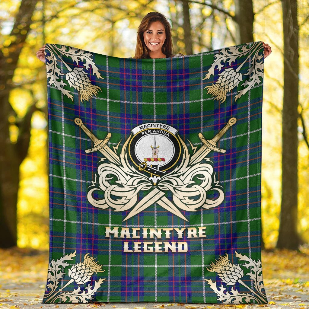 Clan MacIntyre Hunting Modern Tartan Gold Courage Symbol Blanket AH81 Clan MacIntyre Tartan Today   