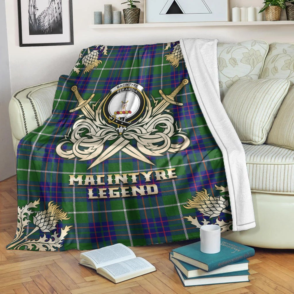 Clan MacIntyre Hunting Modern Tartan Gold Courage Symbol Blanket AH81 Clan MacIntyre Tartan Today   