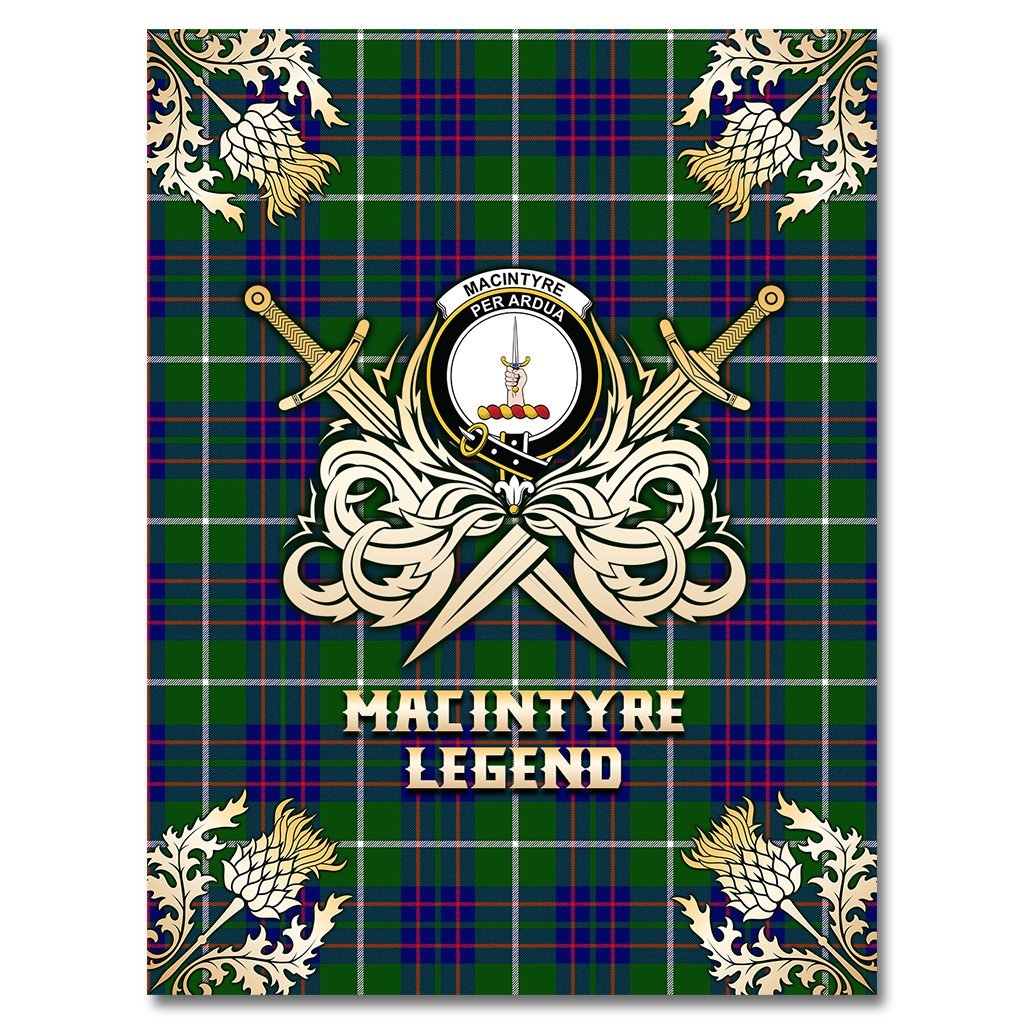 Clan MacIntyre Hunting Modern Tartan Gold Courage Symbol Blanket AH81 Clan MacIntyre Tartan Today   