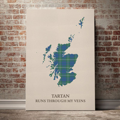 Clan MacIntyre Hunting Ancient Tartan Scotland Map Canvas “Tartan Runs Through My Veins” Wall Art ZI99