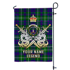Custom Name Clan MacIntyre Hunting Modern Tartan Garden Flag with Clan Crest and the Golden Sword of Courageous Legacy GD51