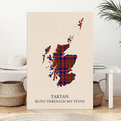 Clan MacIntyre Modern Tartan Scotland Map Canvas “Tartan Runs Through My Veins” Wall Art QR51
