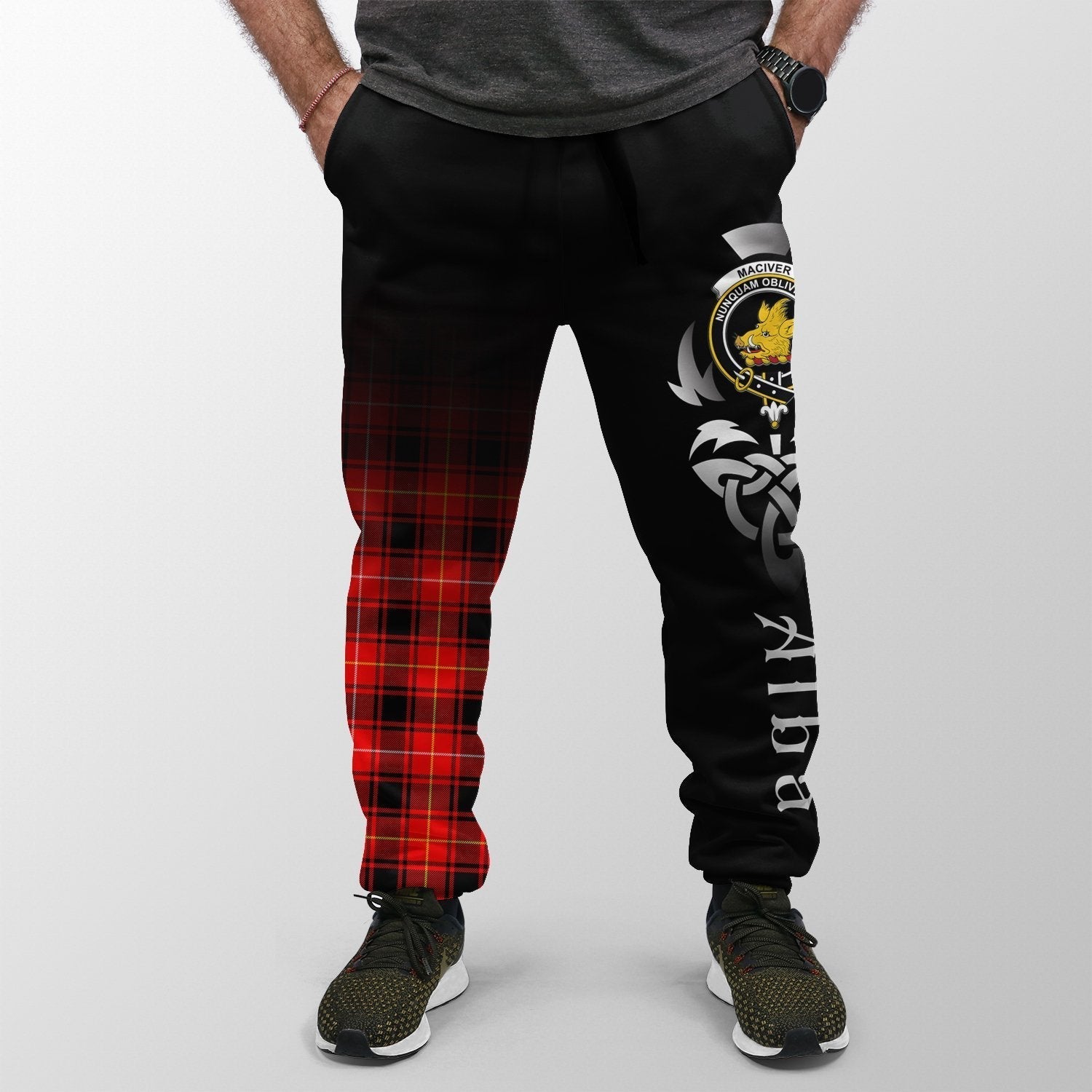 Clan MacIver Modern Tartan Crest Jogger Sweatpants  Alba Celtic Style VG10  Tartan Today   