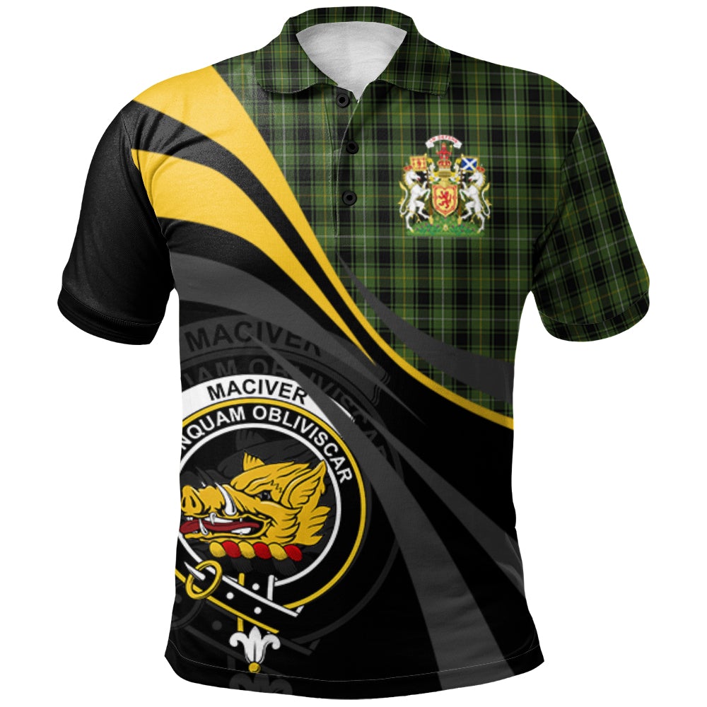 Clan MacIver Hunting Tartan Polo Shirt - Royal Coat Of Arms Style LC47 MacIver Hunting Tartan Tartan Polo   