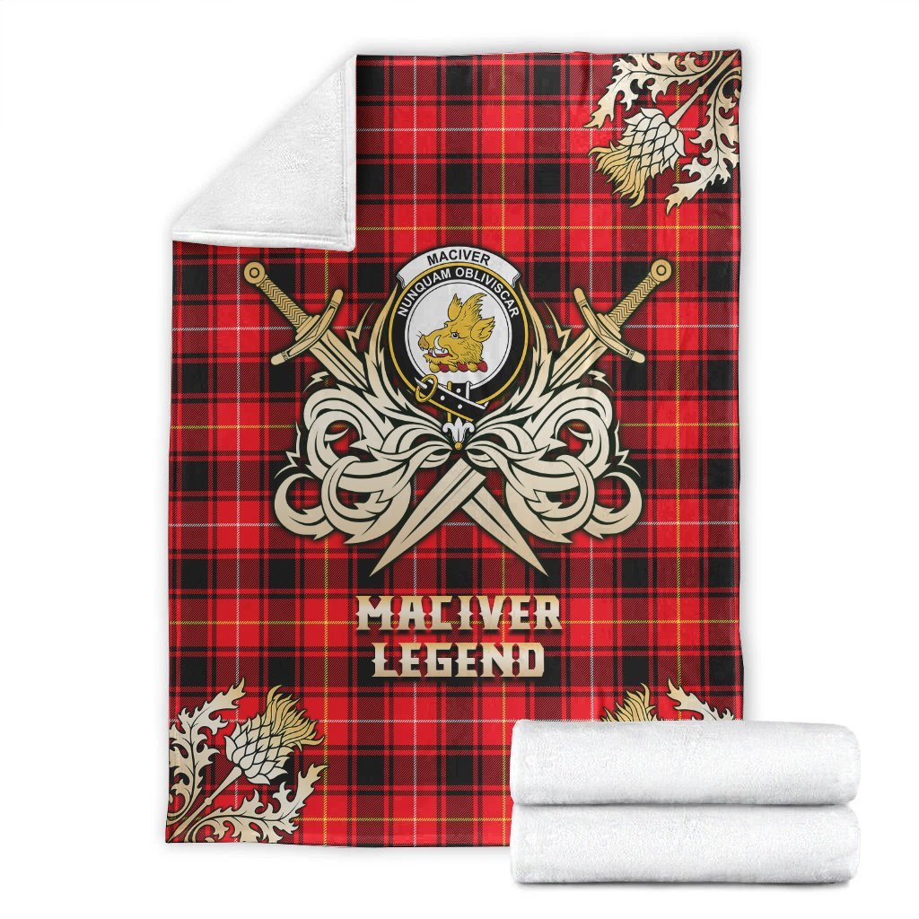 Clan MacIver Modern Tartan Gold Courage Symbol Blanket UQ54 Clan Hall Tartan Today   