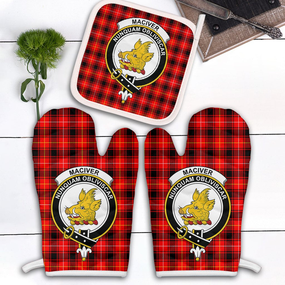 Clan MacIver Modern Tartan Crest Oven Mitt And Pot Holder (2 Oven Mitts + 1 Pot Holder) RU53 Clan Borthwick Tartan Today   