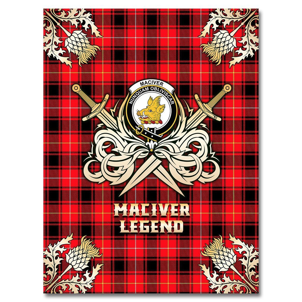 Clan MacIver Modern Tartan Gold Courage Symbol Blanket UQ54 Clan Hall Tartan Today   