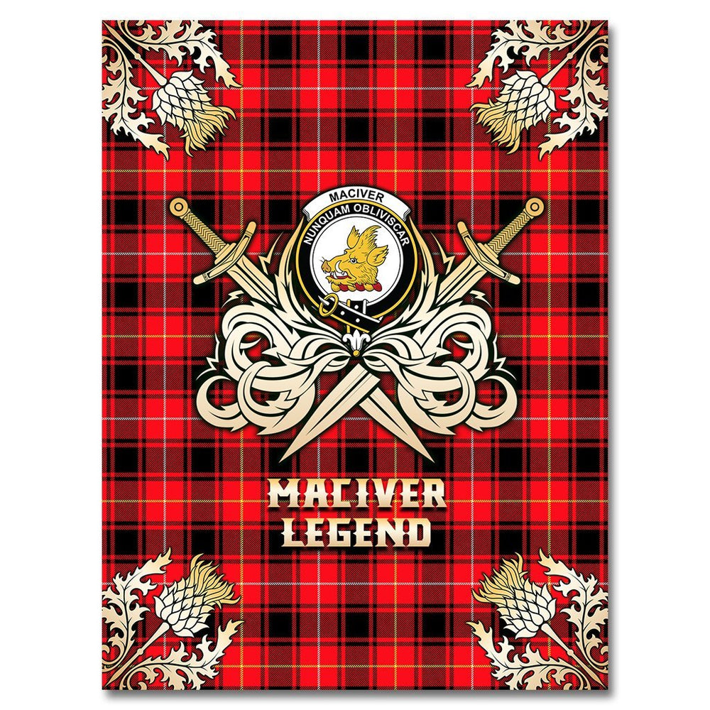Clan MacIver Modern Tartan Gold Courage Symbol Blanket UQ54 Clan Hall Tartan Today   